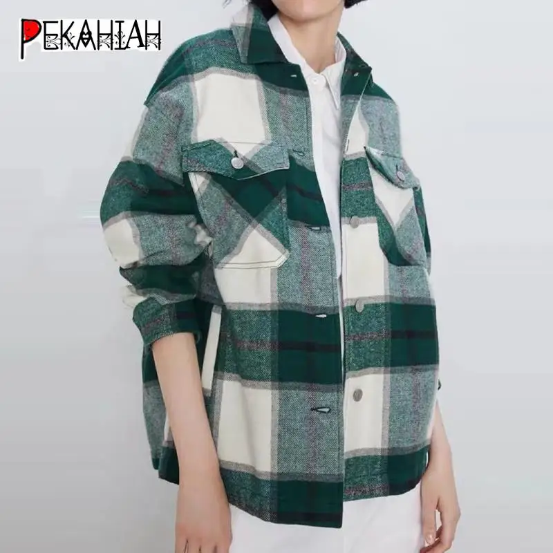 Женская винтажная рубашка в клетку розовая красная зеленая теплая блузка с