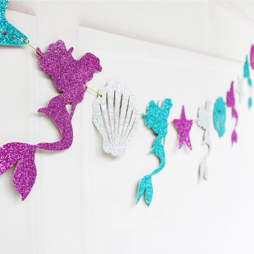 1Set Kids Cartoon Mermaid Garland Baby Shower Birthday Party Flag Bride To Be Wedding Decoration Banner | Дом и сад