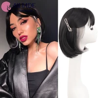 ailiade synthetic short straight wigs white and black with bangs cosplay wigs for women party lolita daily false hair