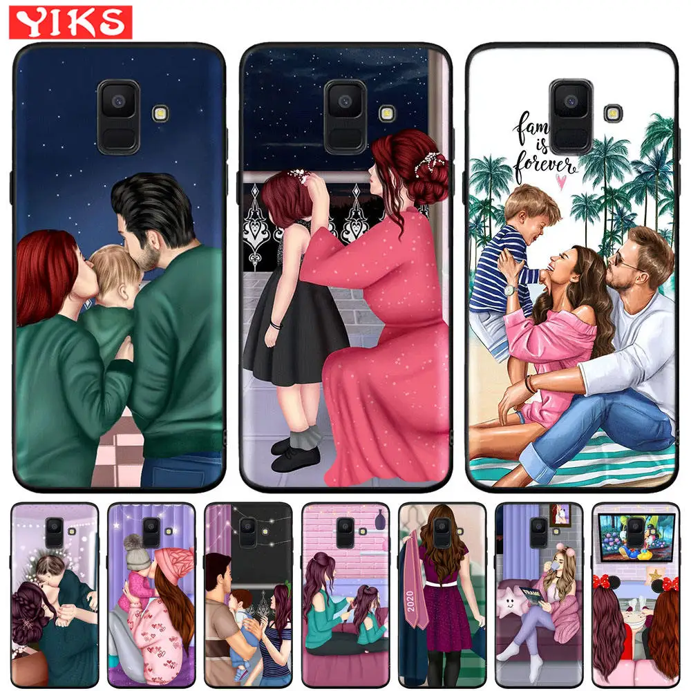 Модный чехол для телефона с изображением мамы и девочек Samsung A3 A5 A7 2016 2017 A6 A8 Plus A9 2018
