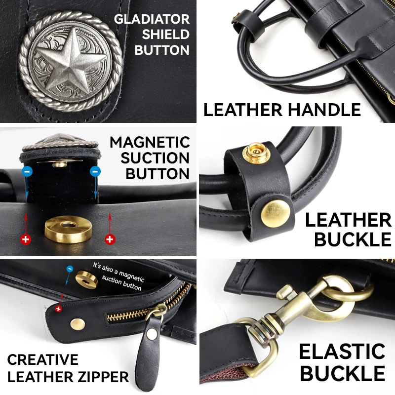 Men's Briefcase Handmade Genuine Leather 16'' Laptop Doctor Document Lawyer Bag Cowhide Messenger Shoulder Briefcase Women Bag