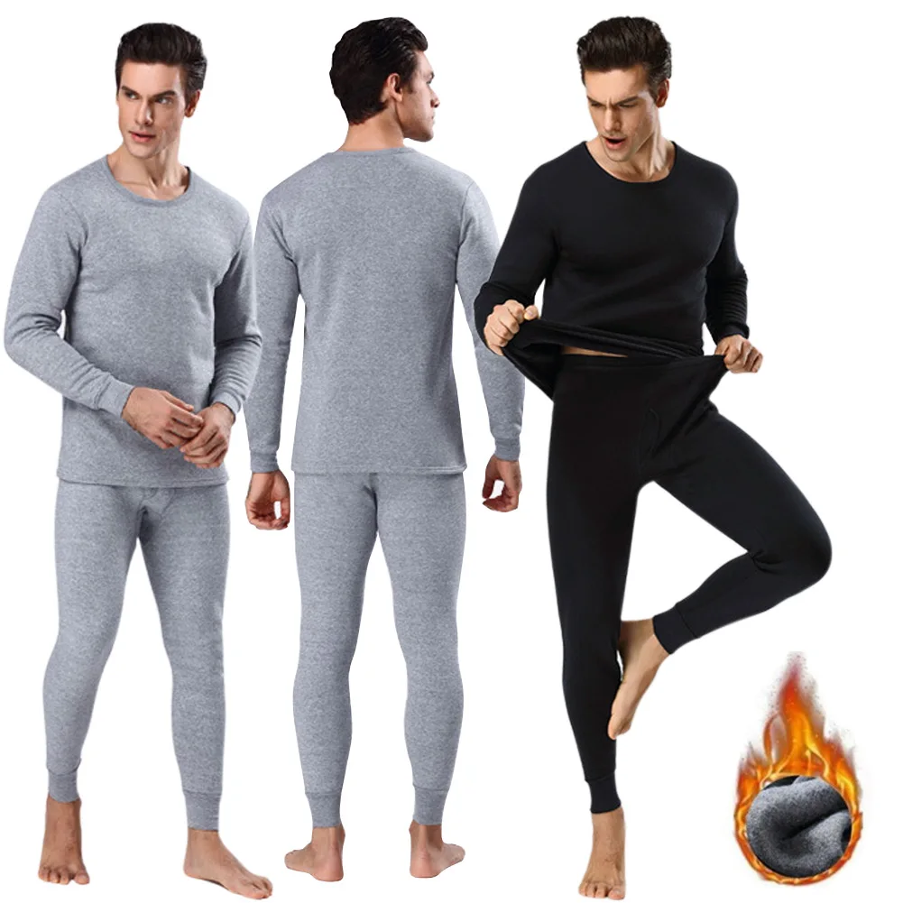 

Men Winter Fleece Lined Warm Long Sleeve Top Long Bottom Trouser Underwear Set TT@88
