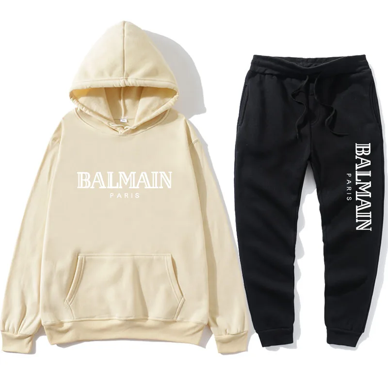 

New men's casual hooded sportswear cotton polyester drawstring pocket sportswear trendy fashion fall/winter pullover suit
