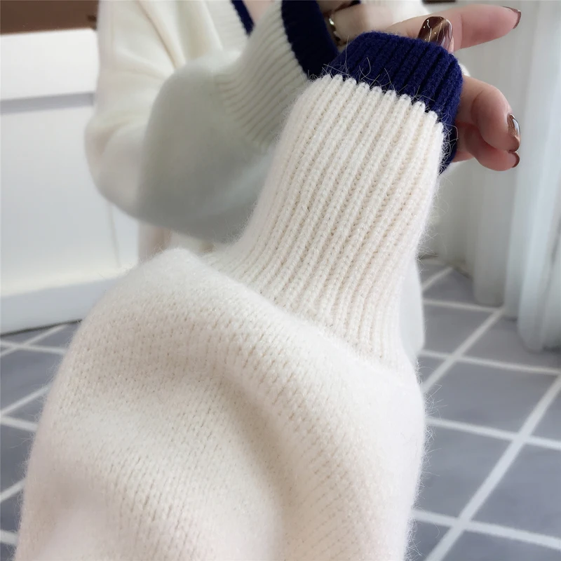 Женский вязаный кардиган в полоску повседневный Свободный стиле Харадзюку Осень