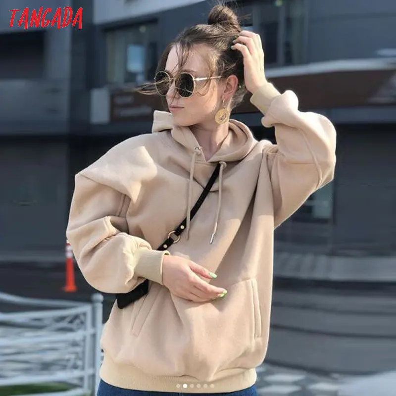 Tangada бежевая толстовка фиолетовая толстовка теплое худи худи с капюшоном толстовка с капюшоном толстовка хлопок спортивная толстовка теплая толстовка SD60
