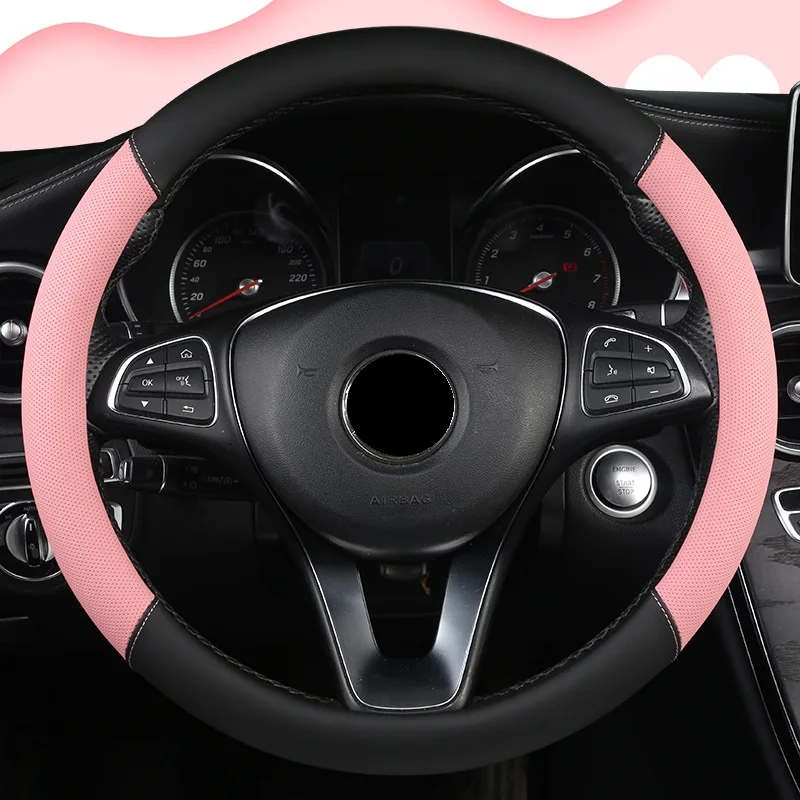 15 дюймов Женская девушка леди автомобиль рулевое колесо крышка волокна кожа