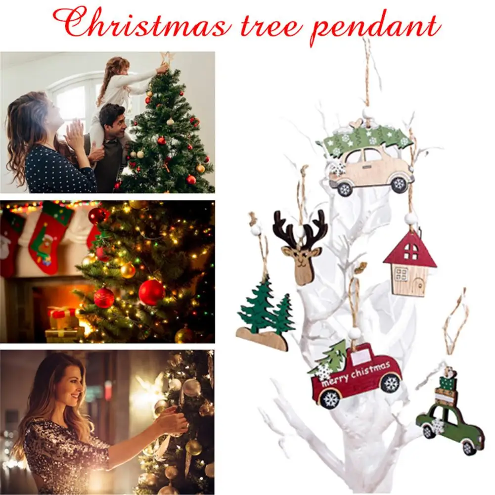 3 шт. Рождественская подвесная деревянная креативная Автомобильная елка
