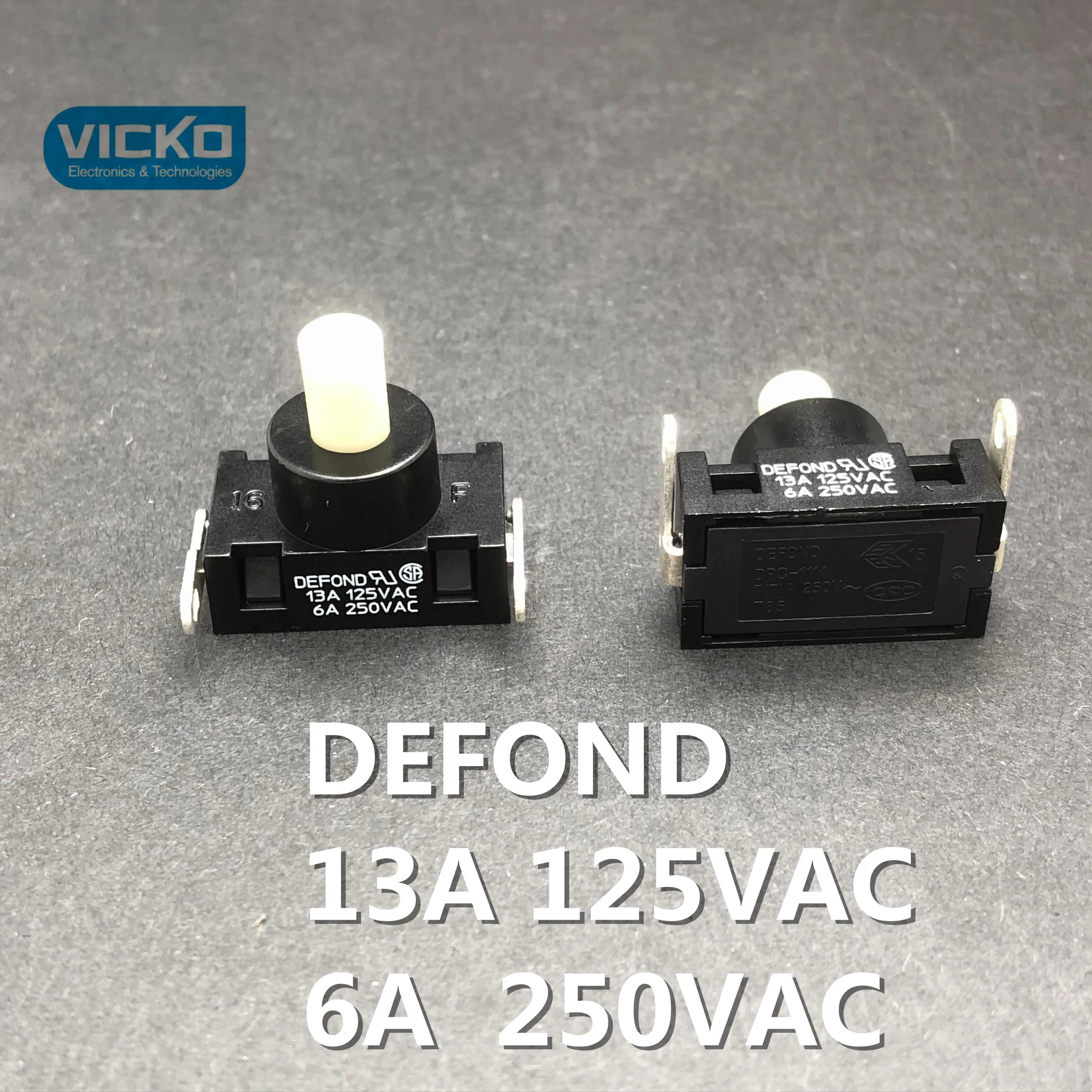 Выключатель питания импорт DEFOND 13A 125VAC 6A 250VAC 2 фута 2pin кнопки самоблокирующийся