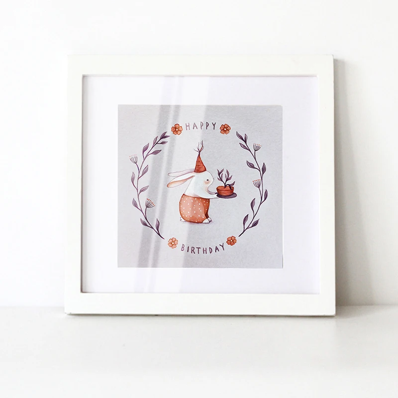 Скандинавский стиль кролик лес мультфильм художественная живопись комната