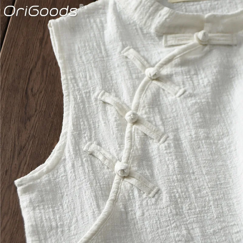 Женская рубашка в китайском стиле без рукавов B205 | одежда