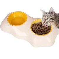 creative double pet bowl plastic non slip puppy cat food water drinking dish feeder cat dog feeding supplies pet accessories