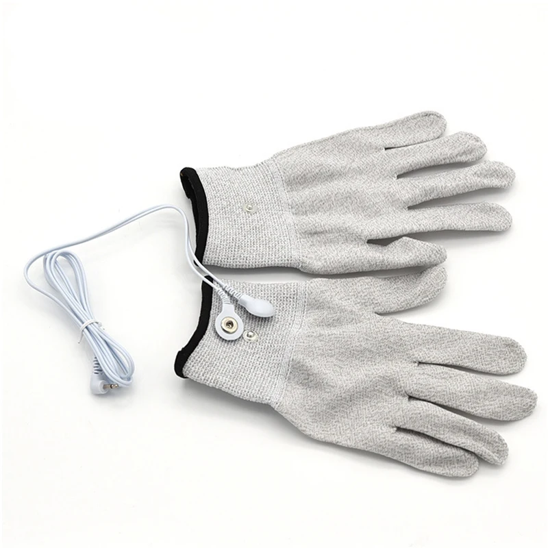 1 пара волшебных токопроводящих электродных массажных перчаток с кабелем для
