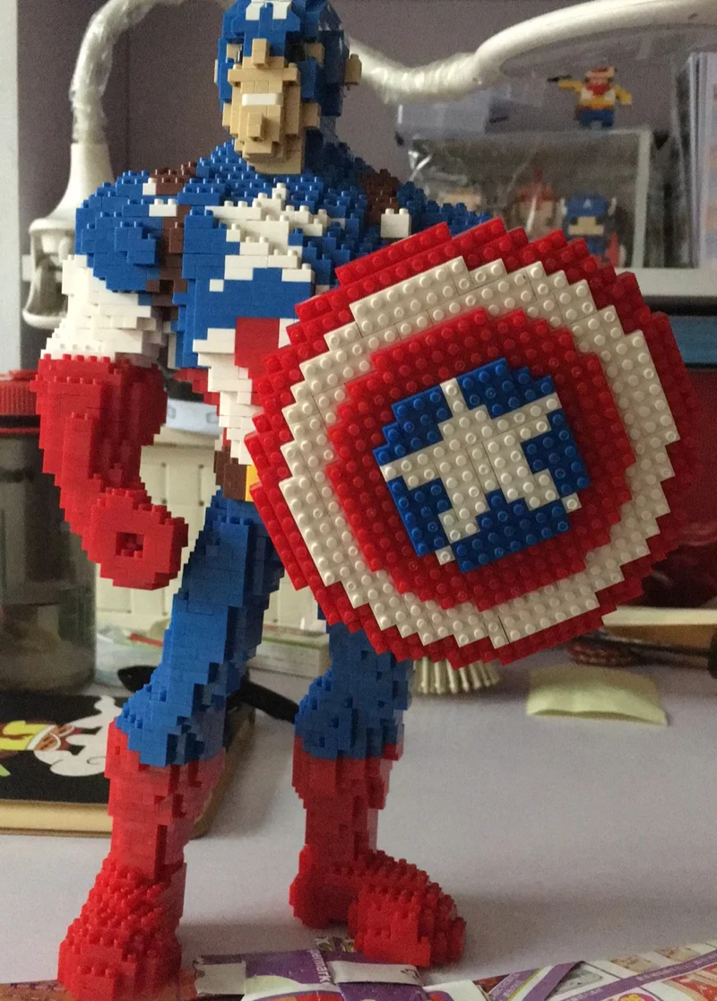 Marvel Мстители Капитан Америка герой DIY 3D модель Алмазная Мини Строительные
