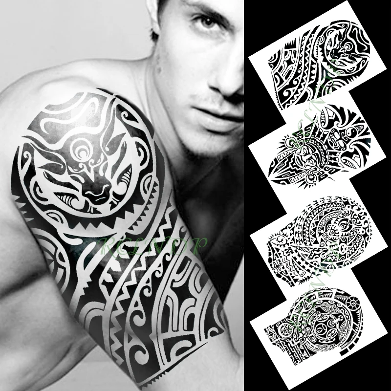 

Waterproof Temporary Tattoo Sticker Tribe Totem Pattern Fake Tattoos Angel Wing Bird Flower Body Art Arm Fake Tatoo Women Men