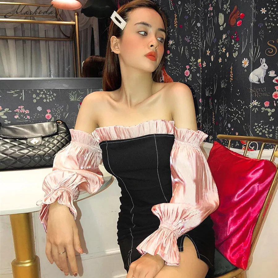 Элегантное платье-мини Macheda в стиле High Street с воротником-лодочкой длинным