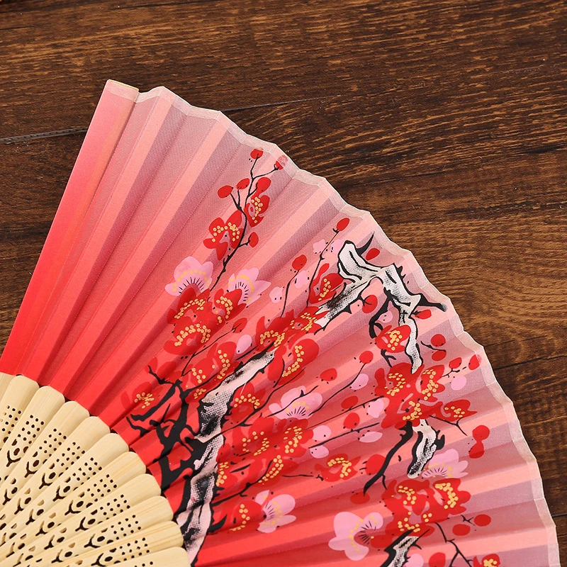 Шелковый китайский веер складной Ручной Веер с цветочным принтом в винтажном