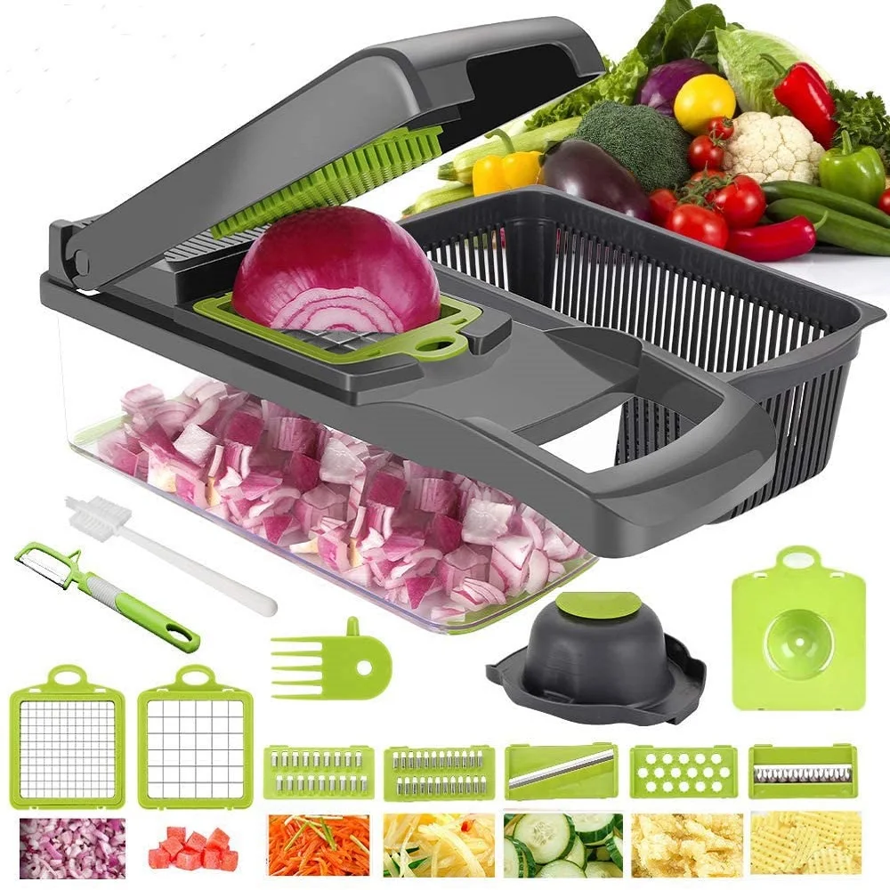 

AIRMSEN Vegetable Cutter Slicer Kitchen Accessories Fruit Cutter Potato Peeler Cheese Grater Vegetable Slicer With Drain Basket