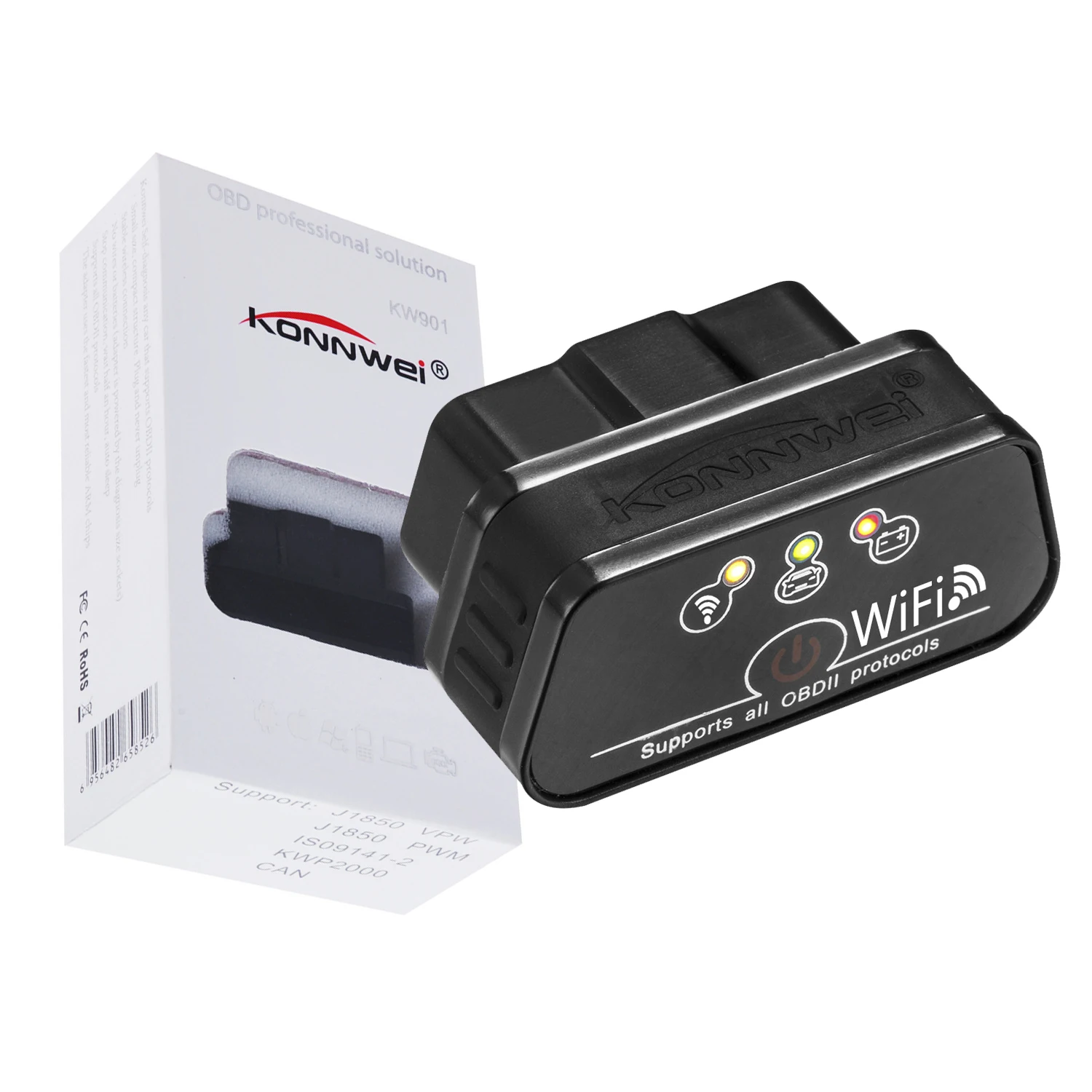Wifi версия 12V автомобильный OBD2 диагностический инструмент KW 901 Elm 327 wifi для Android/IOS