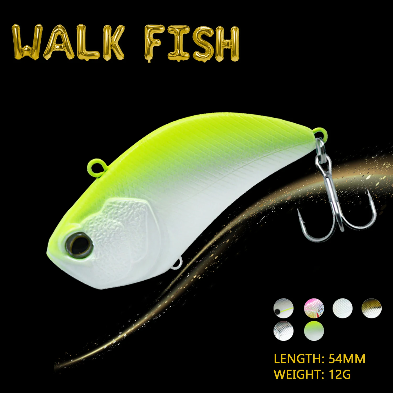 

WALK FISH 1PCS 54mm/12g Vibration Fishing Lure Full Water Layer Metal Wobblers VIB Fishing Baits Carp Pike Fishing Tackles