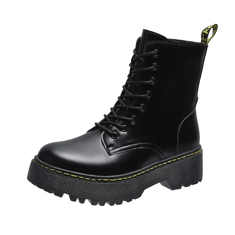 2020 New Autumn Winter Leather Motorcycld Boots  Womens Platform with Rubber Soles Casual Luxury Brand Fashion Sexy Trend Shoes