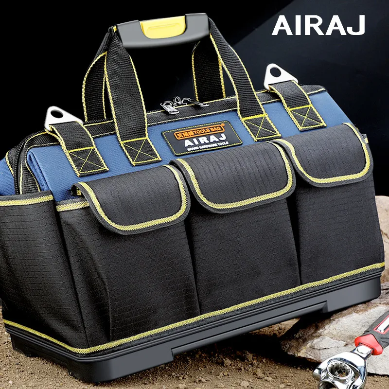 AIRAJ-다기능 도구 가방, 1680D 옥스포드 천, 전기 기사 가방, 멀티 포켓 방수 낙하 방지 보관 가방