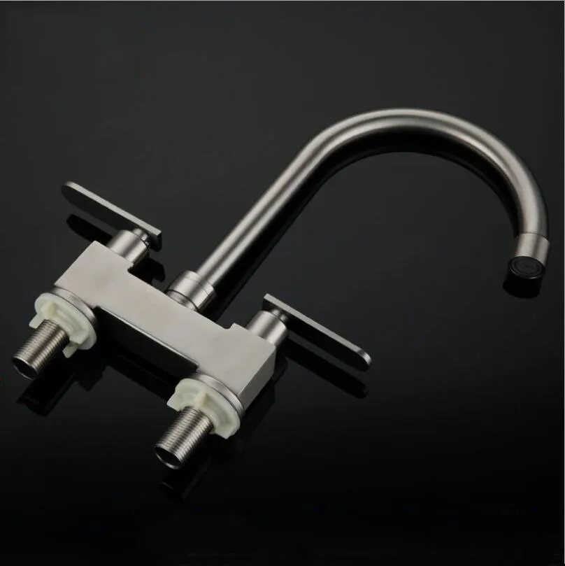 Смеситель для раковины с двумя отверстиями из нержавеющей стали G1/2 304 смеситель