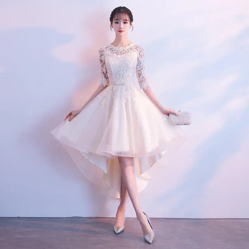 Милое кружевное платье подружки невесты модное с рукавом до локтя для свадебной