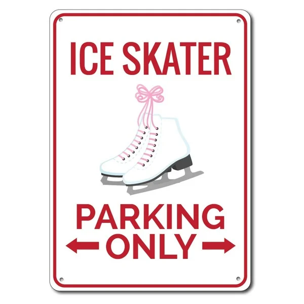Ice Skater Parking Sign Metal Tin Sign Metal Sign,Ice Skater Gift, Ice Skater Sign, Ice Skating Decor, Ice Skate Decor