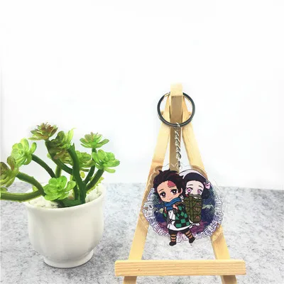 Аниме Demon Slayer Kimetsu no Yaiba брелок Kamado Tanjirou Nezuko Agatsuma Zenitsu Rengoku Kyoujurou cute fun акриловое кольцо для ключей - Цвет: 1-3