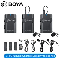 boya by wm4 pro wireless system condenser microphone lavalier lapel for camera dv smartphone for live streamingvlogging