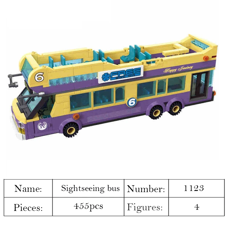 New hot sale City Town Bus Station Star Tour School doouble london Building Blocks Car bus Model Toys for Children blocks | Игрушки и