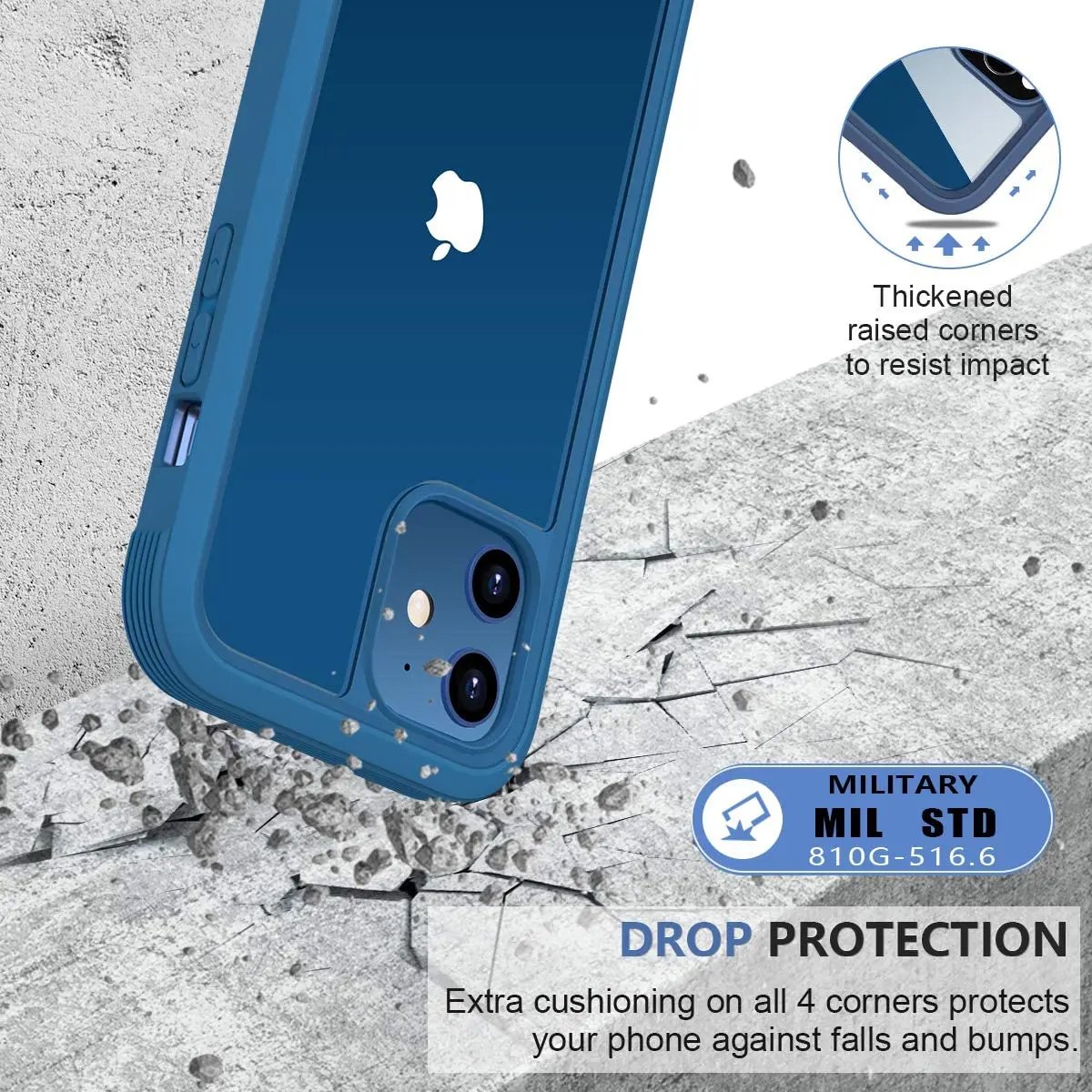 

2020 Full-Body Clear Bumper Case with Built-in 9H Tempered Glass Screen Protector for iPhone 12 Mini