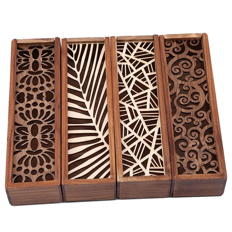 Модные солнцезащитные очки в стиле ретро с коробка полые Деревянный Карандаш