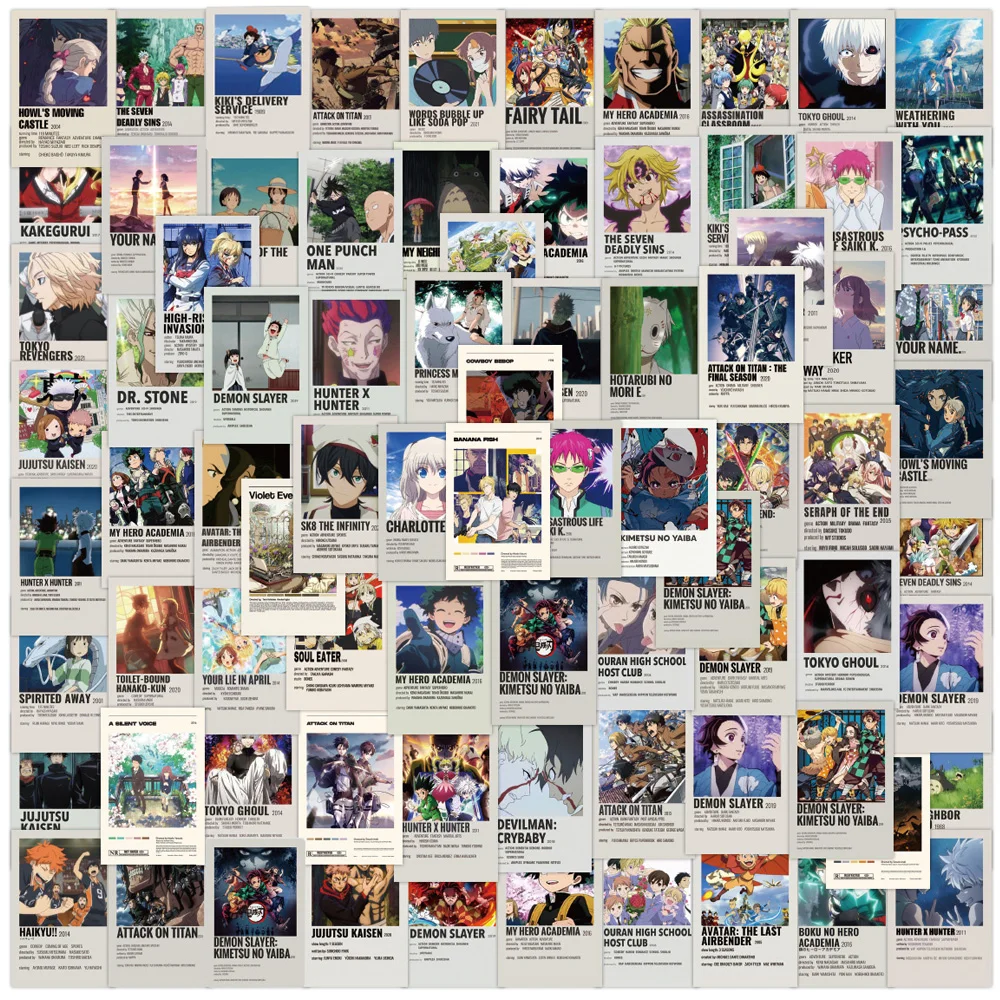 

10/30/50/100PCS Anime Mix Demon Slayer My Hero Academia Sticker Poster Phone Laptop Luggage Graffiti Kid Cartoon Sticker Kid Toy