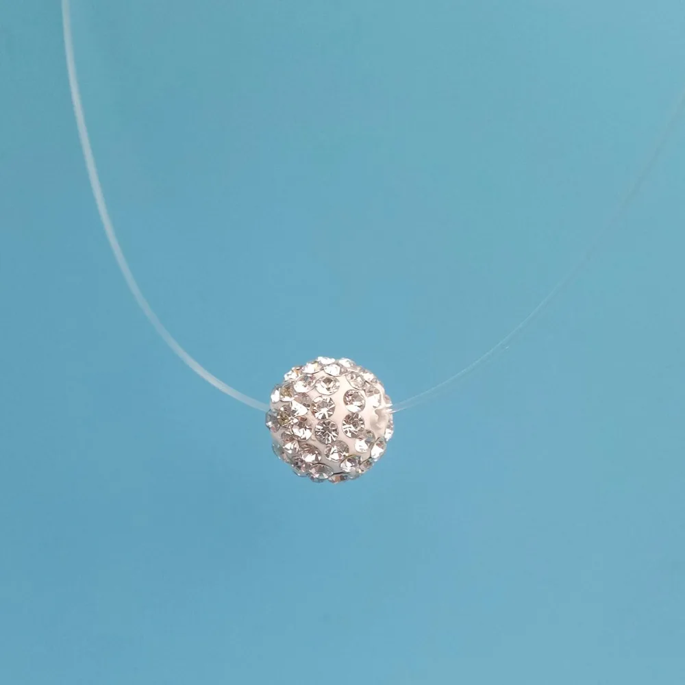 

2018 New Year Gift Jewelry Fashion Shambala Crystal Ball Rhinestone Necklace Invisible Fishing Line Necklaces & Pendants B2