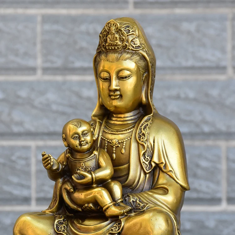 Лучшая Медная скульптура в стиле талисмана сунзи Гуаньинь Будда фэн-шуй для сына