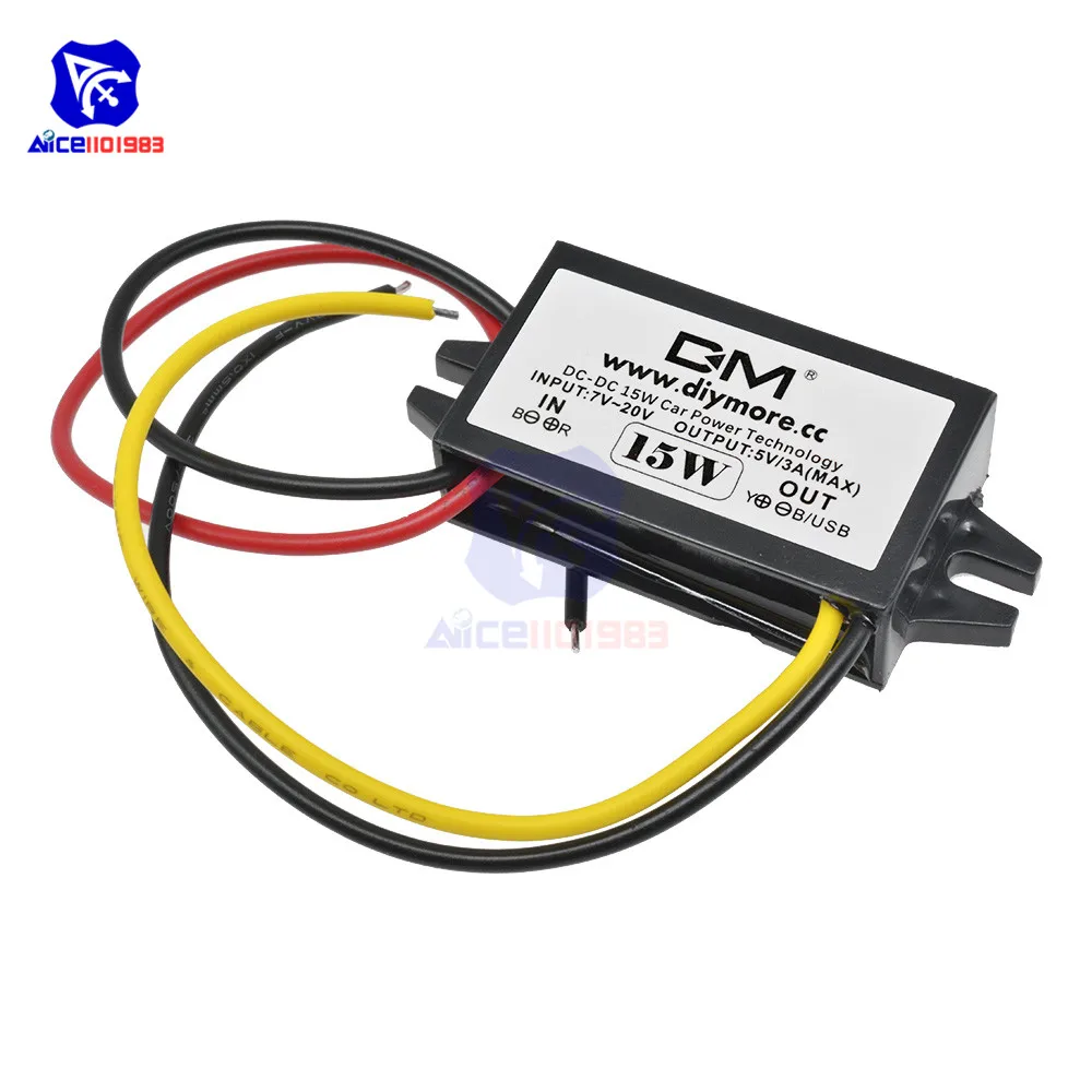 Diymore DC/DC понижающий преобразователь регулятор 12 В до 5 В 3A 15 Вт автомобильный монитор понижающий модуль питания