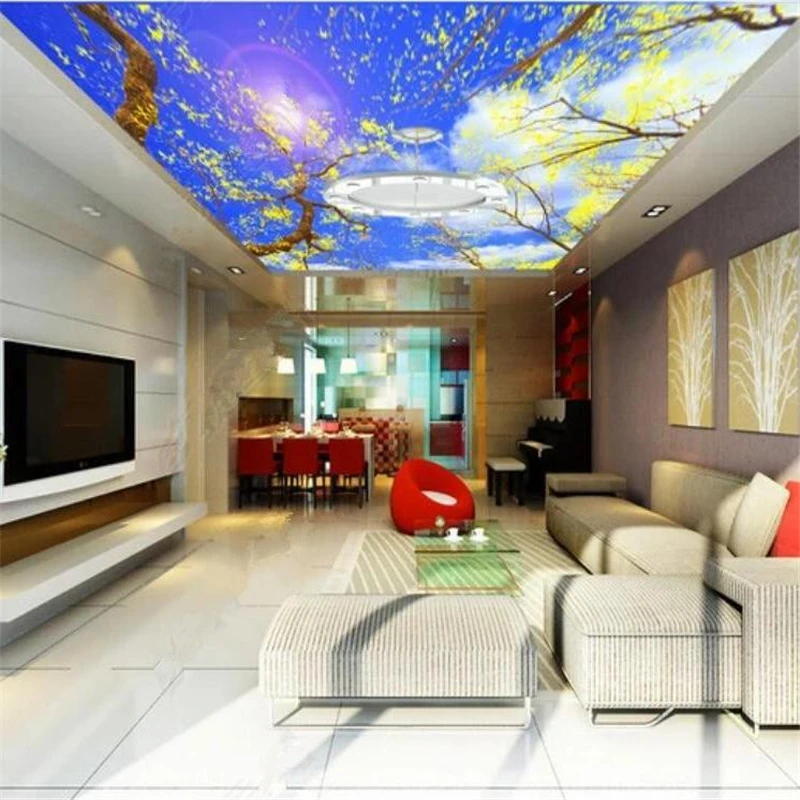 Пользовательские обои beibehang 3d фантазия красивое голубое небо и белые облака под