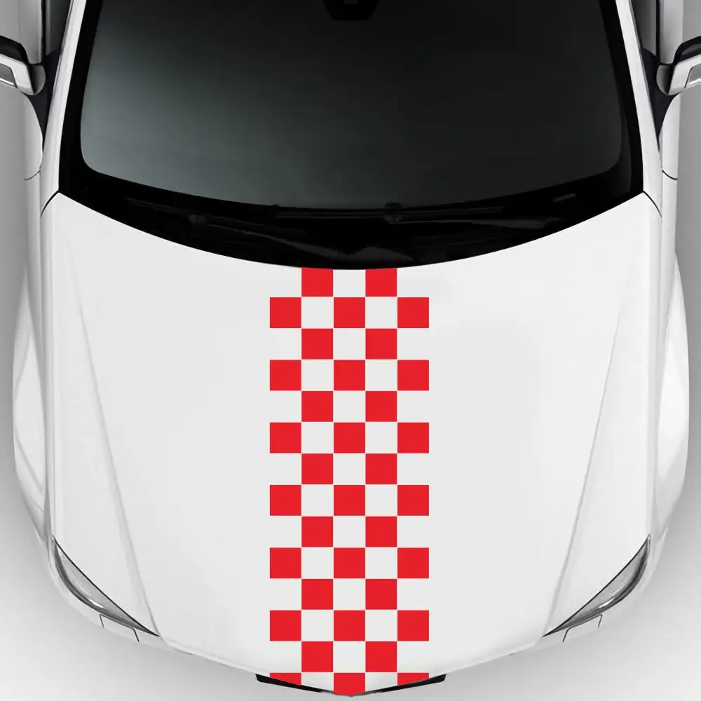 Виниловые гоночные спортивные наклейки на голову полоски клетчатые узоры нет