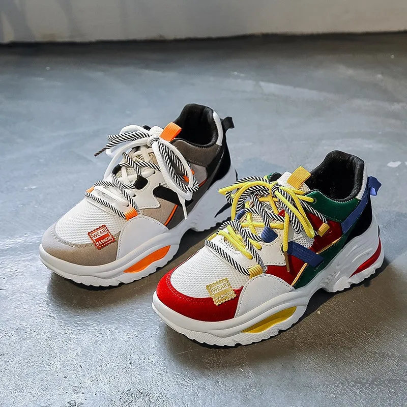 Новый дизайн массивные кроссовки Женская Повседневная модная обувь для папы на