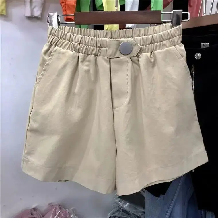 

Women's Loose Summer Thin High Waist Thin Straight Tube Wide Casual Women's Net Red Super Fire Shorts