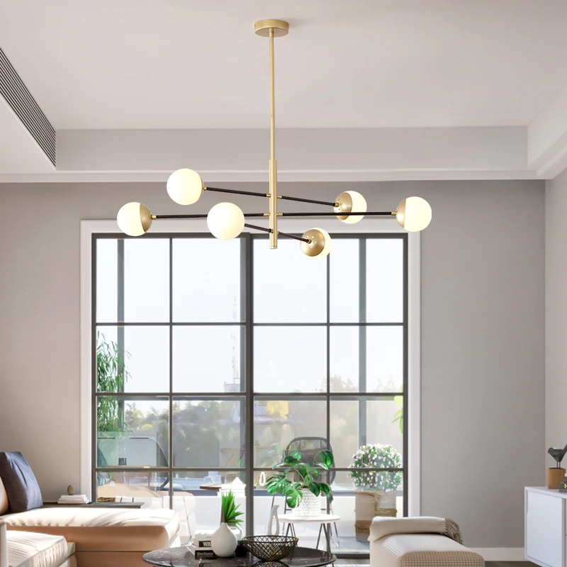 Modern Nordic E27 Lights Black LED Chandelier Lighting Edison 4/6/8Lights Chandeliers Indoor Light Fixture Not Included Bulbs | Освещение
