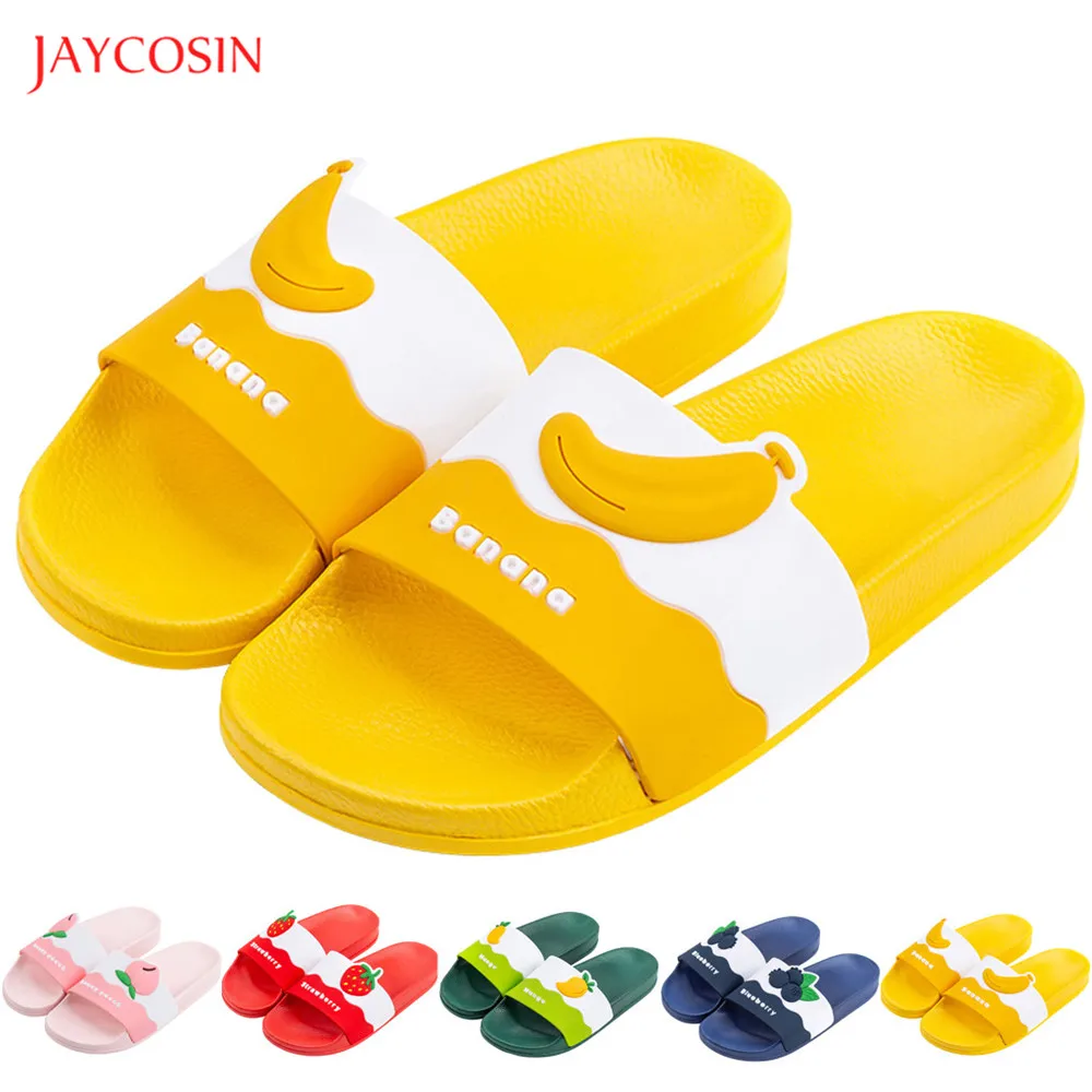 Сланцы Jaycosin женские летние шлепанцы с мультяшным принтом бананы мягкая Уличная
