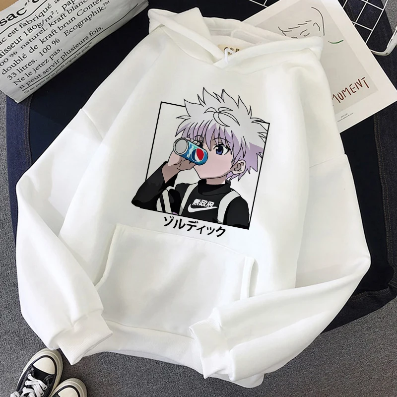 Повседневный пуловер с аниме Hunter X толстовки свитшот зимний женский Свободный