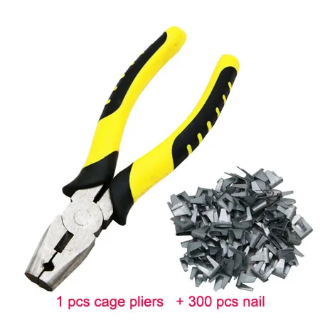 300 nail 1 pliers Клетка для птицы, кур зажим установка плоскогубцы сборка карты Пряжка защелкивающийся зажим клетка кролика курица собака клетка инструменты - Цвет: 300 nail 1 pliers