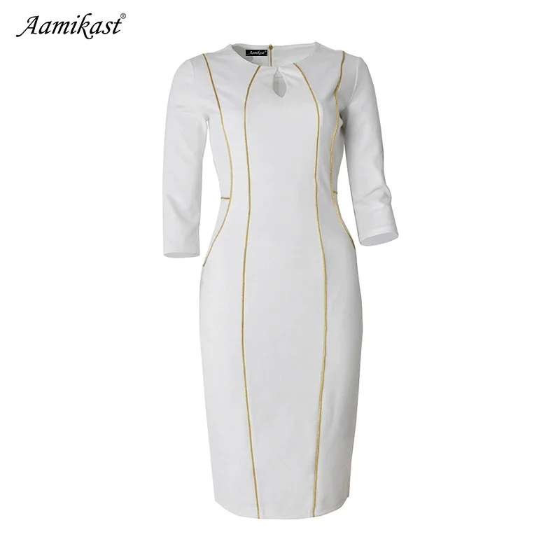 Женское платье карандаш с круглым вырезом рукавом три четверти|Женские платья| |