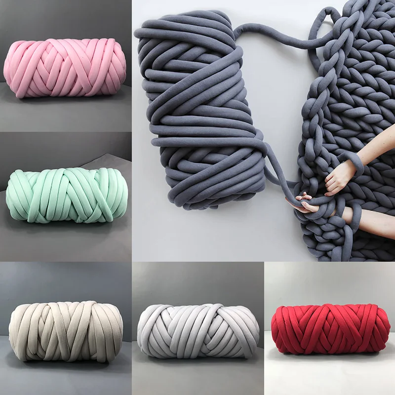 500g Super Thick Chunky Yarn Cotton Tube Blanket Yarn Merino Wool Alternative DIY Bulky Arm Hand Knitting Spin Yarn