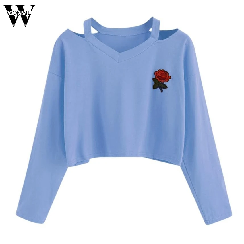 

Womail Women SweatshirtFashion Womens Long Sleeve Sweatshirt Rose Print Causal Tops sweatshirts women S-XL