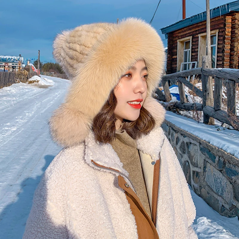 Новые женские шапки из натурального меха норки модная зимняя шапка бомбер мягкие