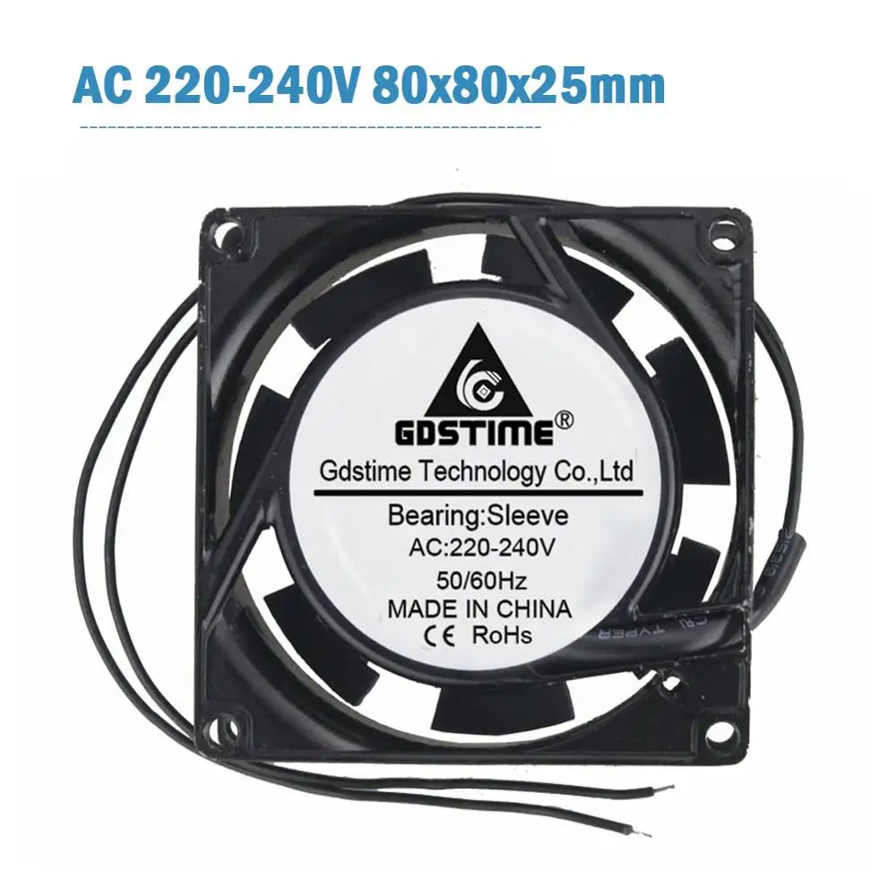 

1 шт. 8025 Gdstime AC 220 В 240 в 80 мм x 25 мм бесколлекторный охлаждающий вентилятор, 2 провода, кулер 8 см 8025s